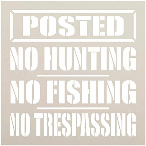 אין ציד ללא שבלונות דייג מאת Studior12 | DIY פורסם שלט אזהרה ללא הסגת גבול | מלאכה וצבע שלטי עץ חיצוניים | בחר